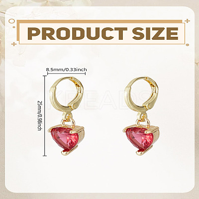 1 Pair Brass Heart Dangle Leverback Earrings EJEW-LP0007-015-1