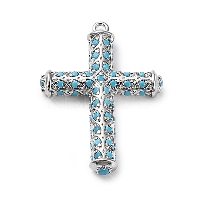 Rack Plating Brass Micro Pave Cubic Zirconia Pendants X-KK-Q786-04P-1