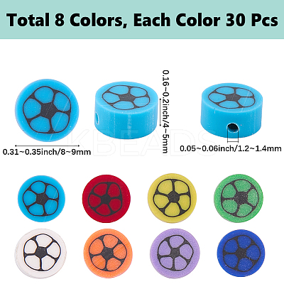 240Pcs 8 Colors Handmade Polymer Clay Bead Strands CLAY-SC0002-35-1
