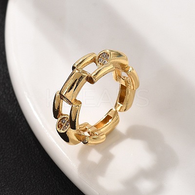 Brass Micro Pave Clear Cubic Zirconia Finger Rings for Women RJEW-S622-10G-1