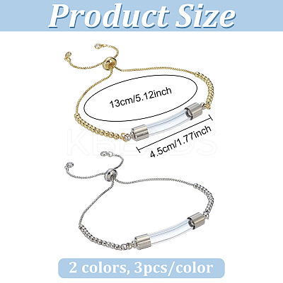 2Pcs 2 Colors Brass Box Chain Slider Bracelet BJEW-PH01899-1