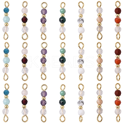 28Pcs 7 Styles Natural Gemstone Connector Charms HJEW-YW00201-1
