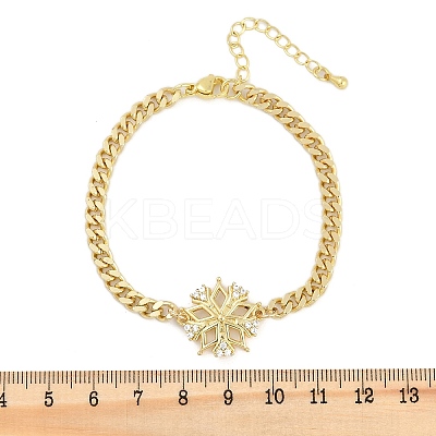 Brass Micro Pave Clear Cubic Zirconia Link Bracelets LS-BJEW-M050-03G-03-1