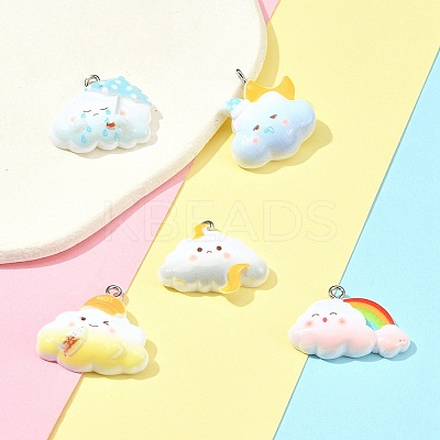 5Pcs 5 Colors Opaque Resin Pendants RESI-FS0001-67B-1