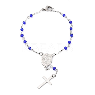 Glass Beads Rosary Bracelets BJEW-A032-04P-03-1