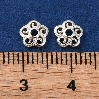 Flower Brass Bead Caps KK-K378-43S-1