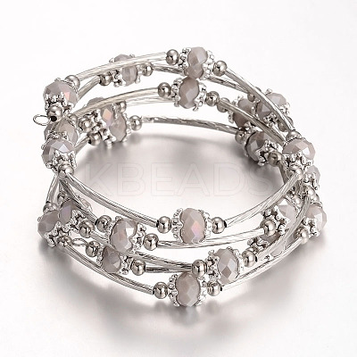 Five Loops Wrap Glass Beads Bracelets BJEW-JB01962-02-1