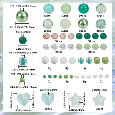 DIY Round Acrylic & Glass Beads Jewelry Making Findings Kits DIY-SP0003-01C-1