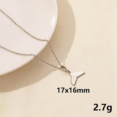 304 Stainless Steel Fishtail Pendant Necklaces JQ3185-11-1