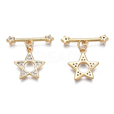 Brass Micro Pave Clear Cubic Zirconia Toggle Clasps LS-KK-Q278-011-NF-1