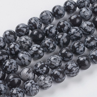 Natural Snowflake Obsidian Beads Strands X-G-G515-10mm-01-1
