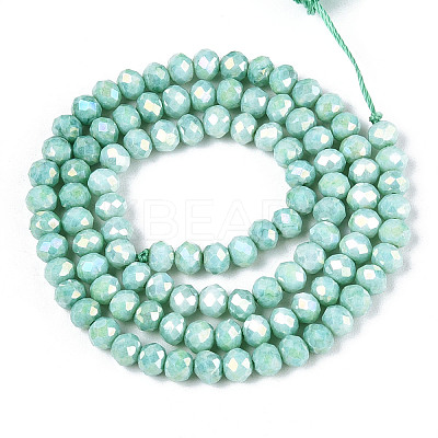 Anti-Tarnish Electroplate Rondelle Glass Beads Strands LS-EGLA-T021-4mm-17-07-1