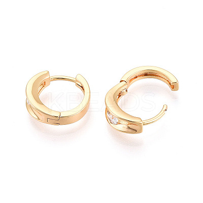 Brass Micro Pave Clear Cubic Zirconia Hoop Earrings EJEW-T048-46G-1