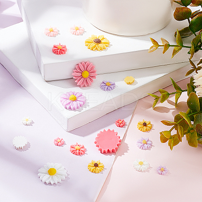 Flatback Hair & Costume Accessories Ornaments Resin Flower Daisy Cabochons CRES-PH0003-18-1