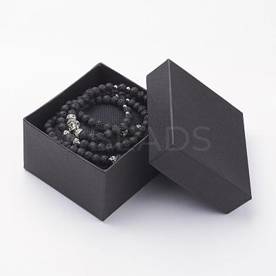 Natural Lava Rock Beaded Wrap Bracelets BJEW-JB02582-1