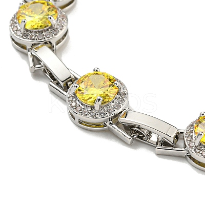 Flat Round Glass Link Chain Bracelets BJEW-H604-02P-04-1