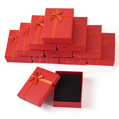 Rectangle Paper Jewelry Set Storage Boxes with Bowknot CON-TAC0014-04D-1