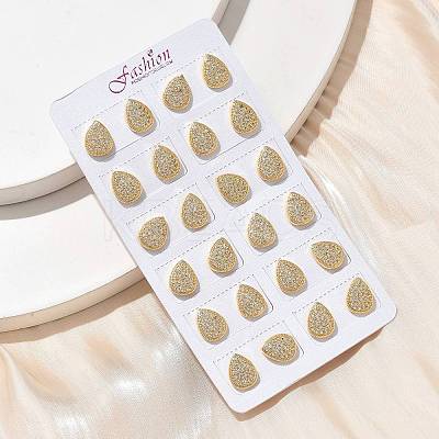 Brass Micro Pave Clear Cubic Zirconia Stud Earrings EJEW-D305-06G-1