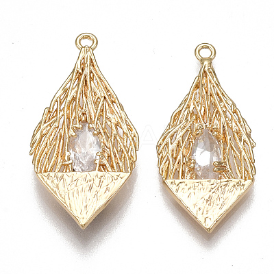 Brass Filigree Pendants KK-T038-436G-1