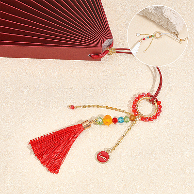 Faceted Glass Beaded Car Pendant Decorations HJEW-PH01580-1