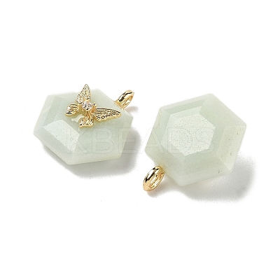 Natural Flower Amazonite Faceted Pendants G-P585-01G-05-1