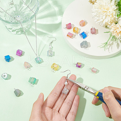 20Pcs 10 Colors Electroplated Natural Quartz Pendants PALLOY-AB00170-1