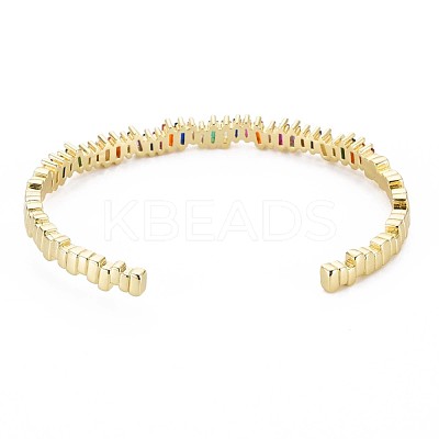 Brass Micro Pave Colorful Cubic Zirconia Cuff Bangle BJEW-T020-01-NF-1