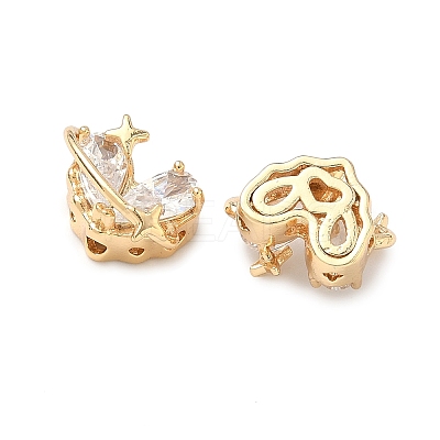 Brass Pave Cubic Zirconia Beads KK-A286-19G-01-1