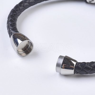 Men's Braided Leather Cord Bracelets BJEW-P194-06-1