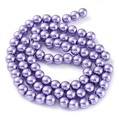 Baking Paint Pearlized Glass Pearl Round Bead Strands HY-Q330-8mm-27-1