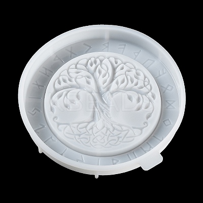 Flat Round with Tree of Life & Runes DIY Wall Decoration Silicone Molds LS-SIL-F007-04-1