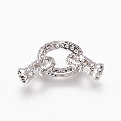 Brass Micro Pave Cubic Zirconia Fold Over Clasps KK-P164-18P-1