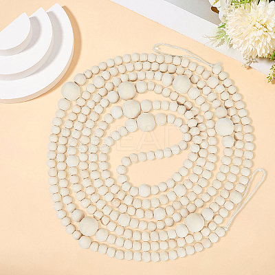 Round Wooden Beaded Garland for Christmas Tree Decoration AJEW-WH20019-62-1