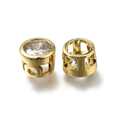 Brass Micro Pave Clear Cubic Zirconia Beads ZIRC-I070-070G-1