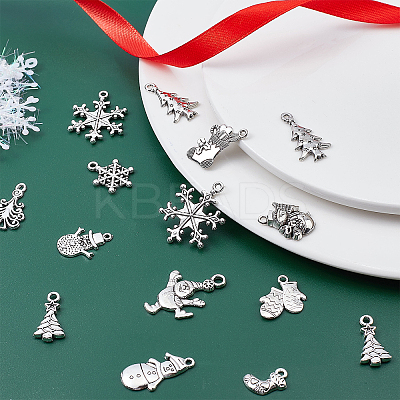 120Pcs 12 Style Tibetan Style Alloy Pendants TIBE-SC0001-64-1
