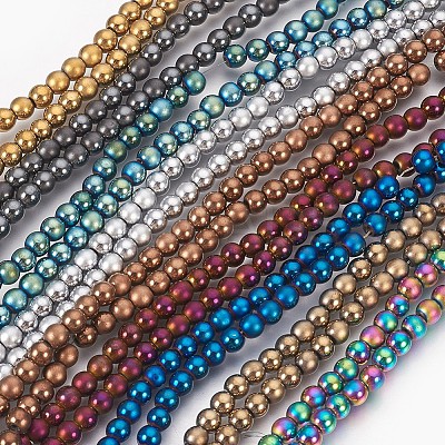 Electroplate Non-Magnetic Synthetic Hematite Beads Strands G-F585-B-4mm-1
