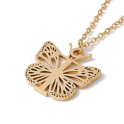 Initial Letter with Butterfly Pendant Necklace LS-NJEW-C026-01G-T-1