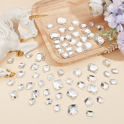 72Pcs 3 Style Irregular Rhombus Glass Sew On Rhinestone GLAA-GO0001-14-1