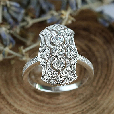 Retro Brass & Cubic Zirconia Finger Rings FS-WGF6FC6-01-1