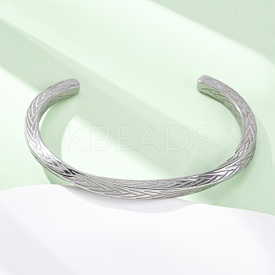 304 Stainless Steel Cuff Bangles for Men Women BJEW-D361-02P-1
