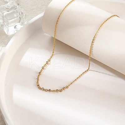 Cubic Zirconia Column Pendant Necklace with Brass Cable Chains LS-UU3534-1-1