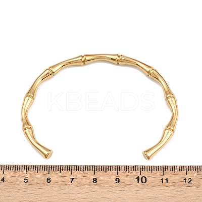 304 Stainless Steel Bamboo Joint Cuff Bangles for Women LS-BJEW-G759-09G-1