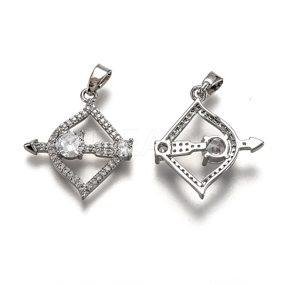 Brass Clear Cubic Zirconia Constellation Charms KK-B031-08P-1