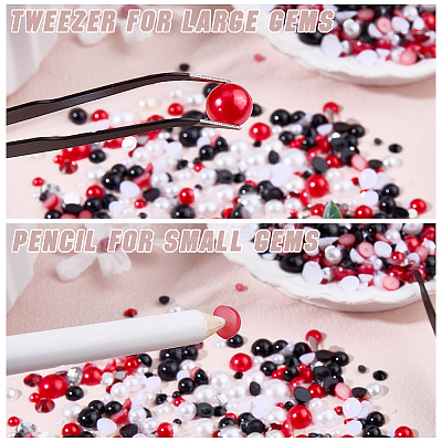 1 Box Half Round Resin & ABS Imitation Pearl Cabochons DIY-CP0012-96A-1