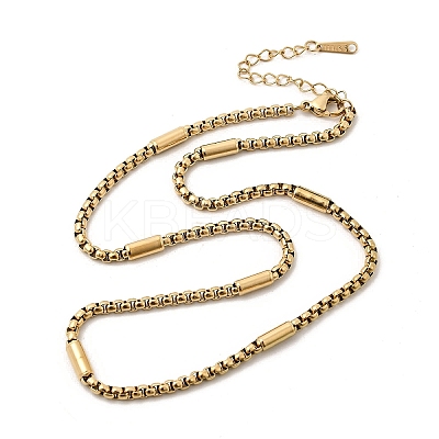 304 Stainless Steel Column Box Chain Necklaces LS-NJEW-D350-02G-1