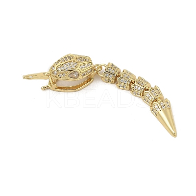 Brass Micro Pave Clear Cubic Zirconia Snap Clasps KK-Z078-37G-1