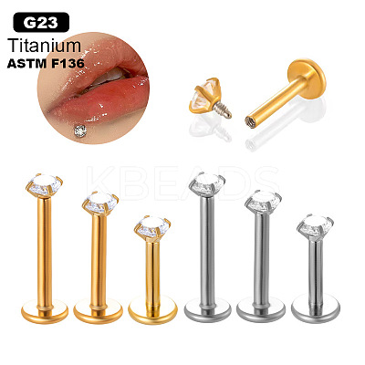 G23 Titanium Clear Cubic Zirconia Internally Threaded Labrets WGA0CA4-02-1