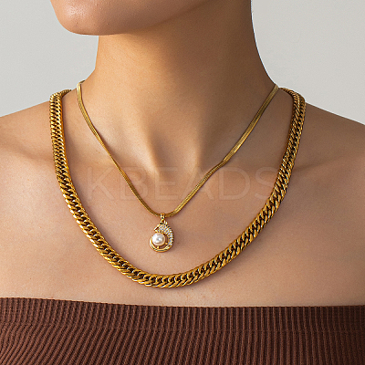 2Pcs Leopard Brass Cubic Zirconia Pendant Necklaces EV2563-1