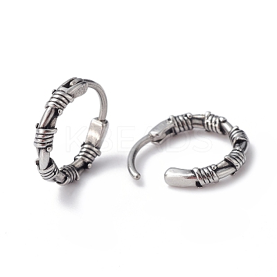 316 Stainless Steel Thorns Hoop Earrings for Men Women EJEW-C045-05-1