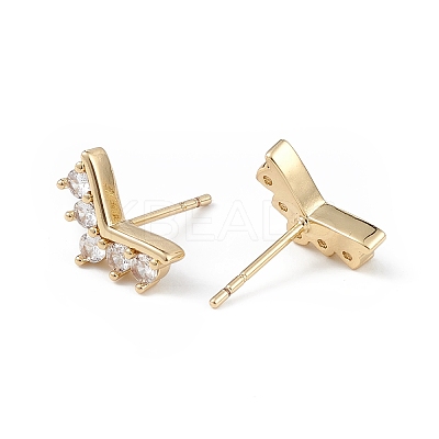 Clear Cubic Zirconia Crown Stud Earrings EJEW-L234-077G-1